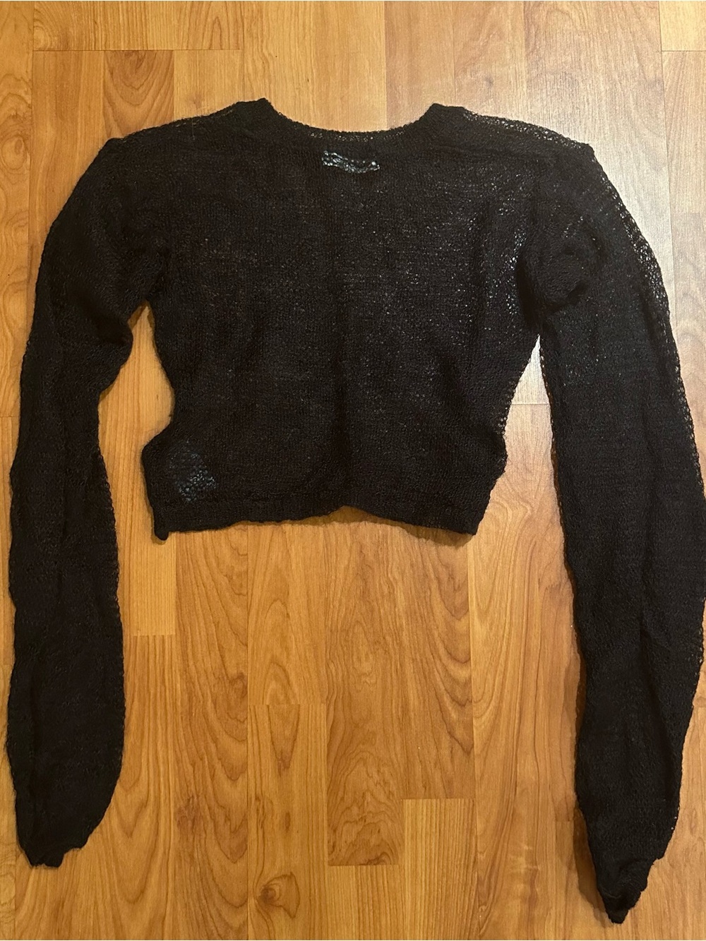 Urban Outfitters Sheer Black Cropped Knit Sweater